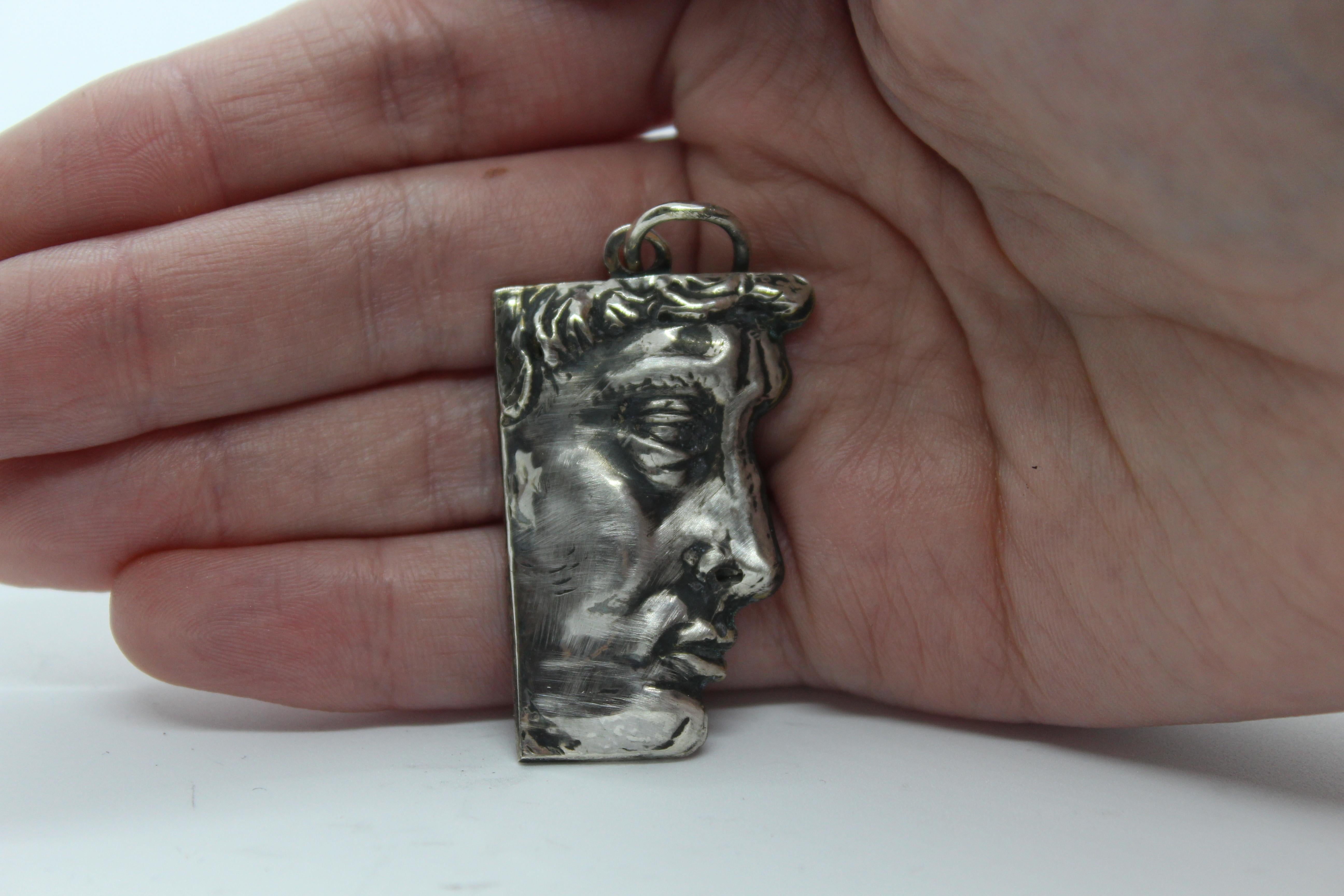 The “David” pendant is part of our jewelry line “Homage to the ancestors”, inspired by famous oeuvres of great artists. Specifically, this pendant represents the well- known David of Michelangelo. All our sterling silver pieces of jewelry are