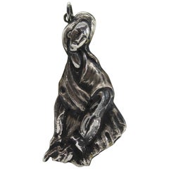 Sterling Silver Pendant,  Modigliani, Handmade, Italy 