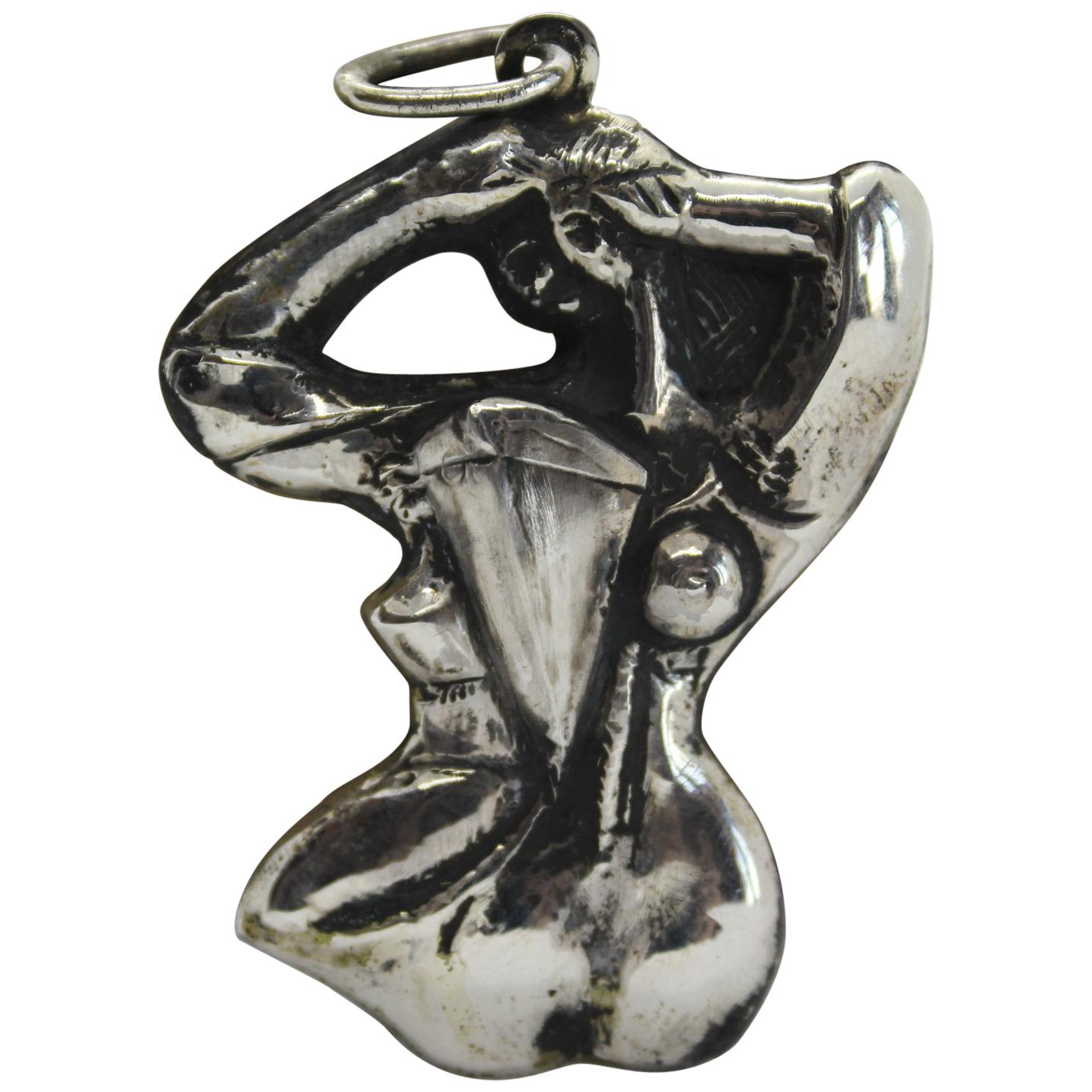 Sterling Silver Pendant, Picasso, Woman, Handmade, Italy