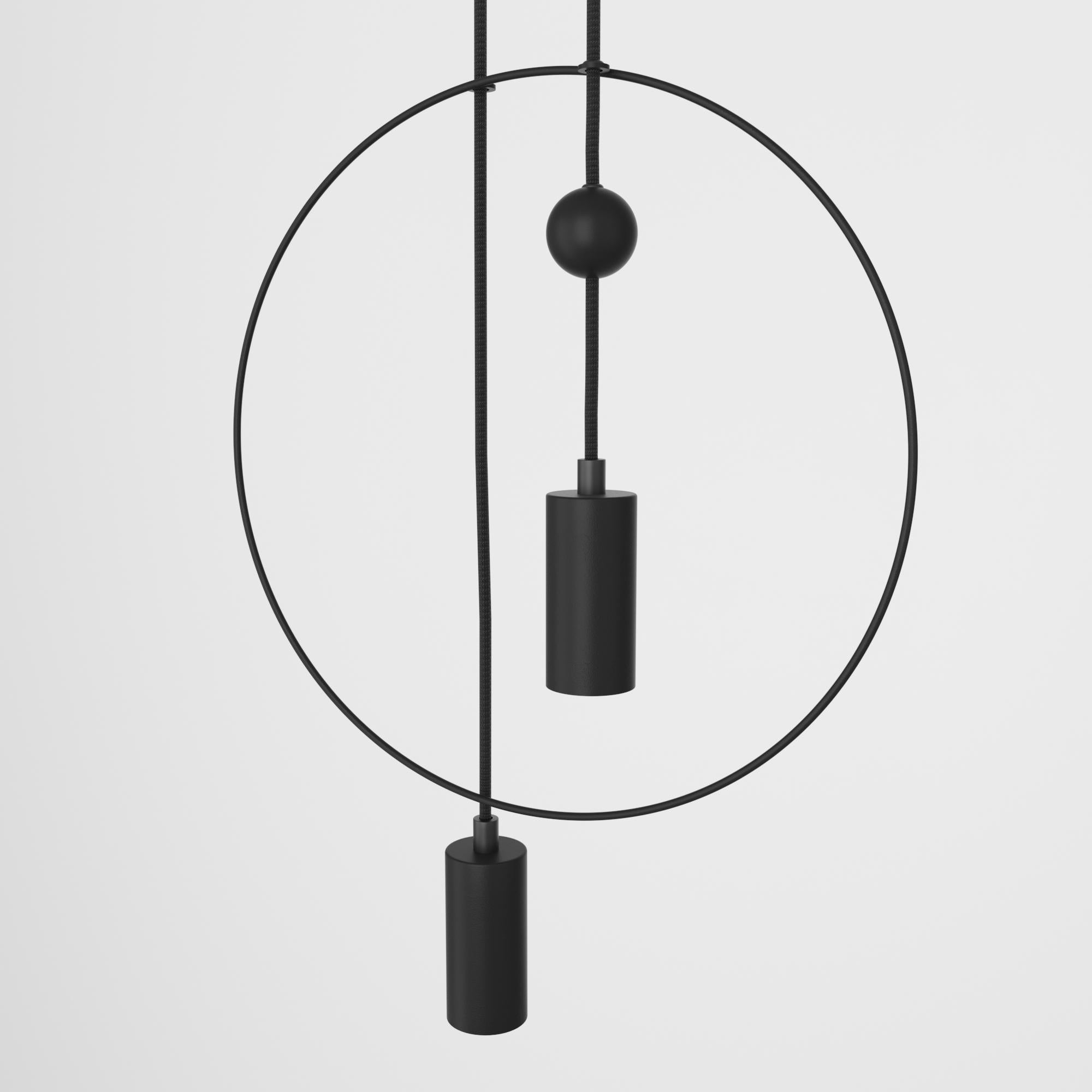 Pendant, Two Spot, Modern Steel Chandelier For Sale 4