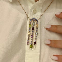 Pendant Tourmaline Garnet Beryl Amethyst Topaz 18K White Gold For Her