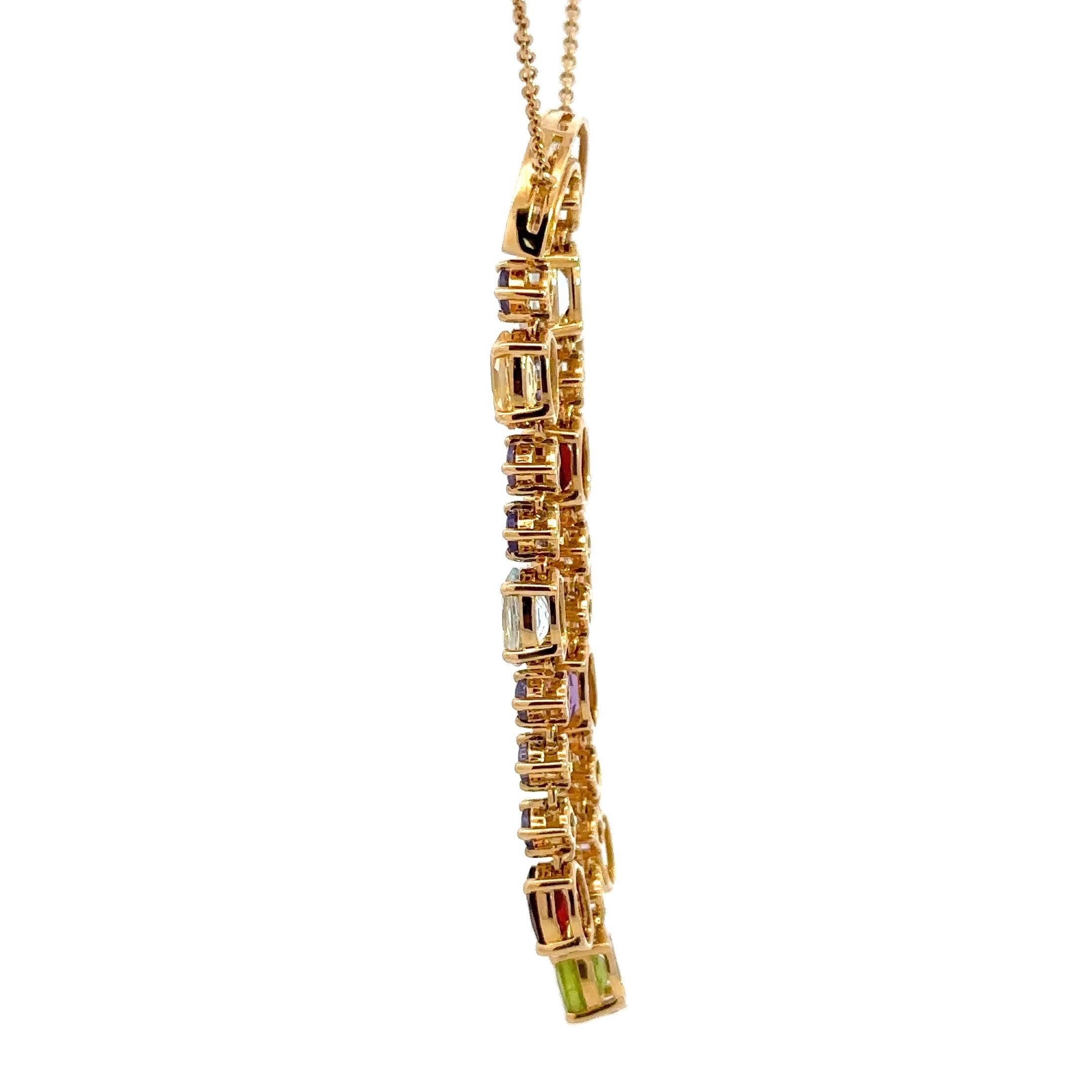 Pendant Tourmaline Garnet Beryl Amethyst Topaz 18K White Gold For Her For Sale 1