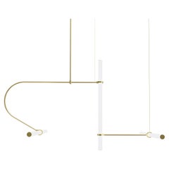 PT 02_Modern Brass & Acrylic Tube Pendant Chandelier by Naama Hofman