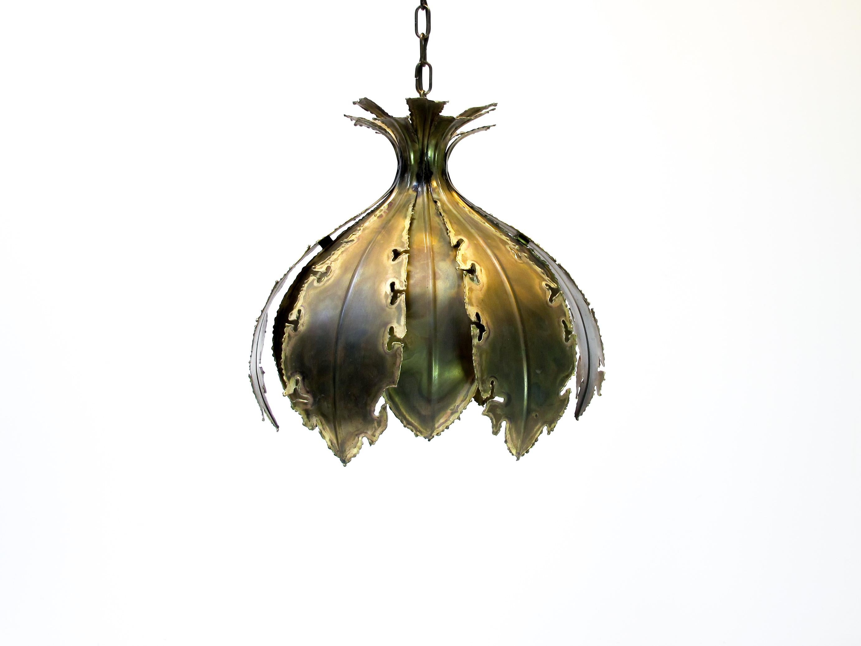 Flame cut brass pendant model 'Victoria' designed by Svend Aage Holm manufactured by Holm Sorensen & Co, 1970s.
  