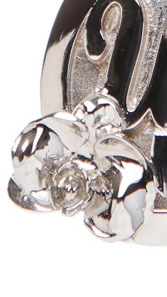 Pendant, White Gold Logo Charm Embossed with a Moth Orchid 'Phalaenopsis'