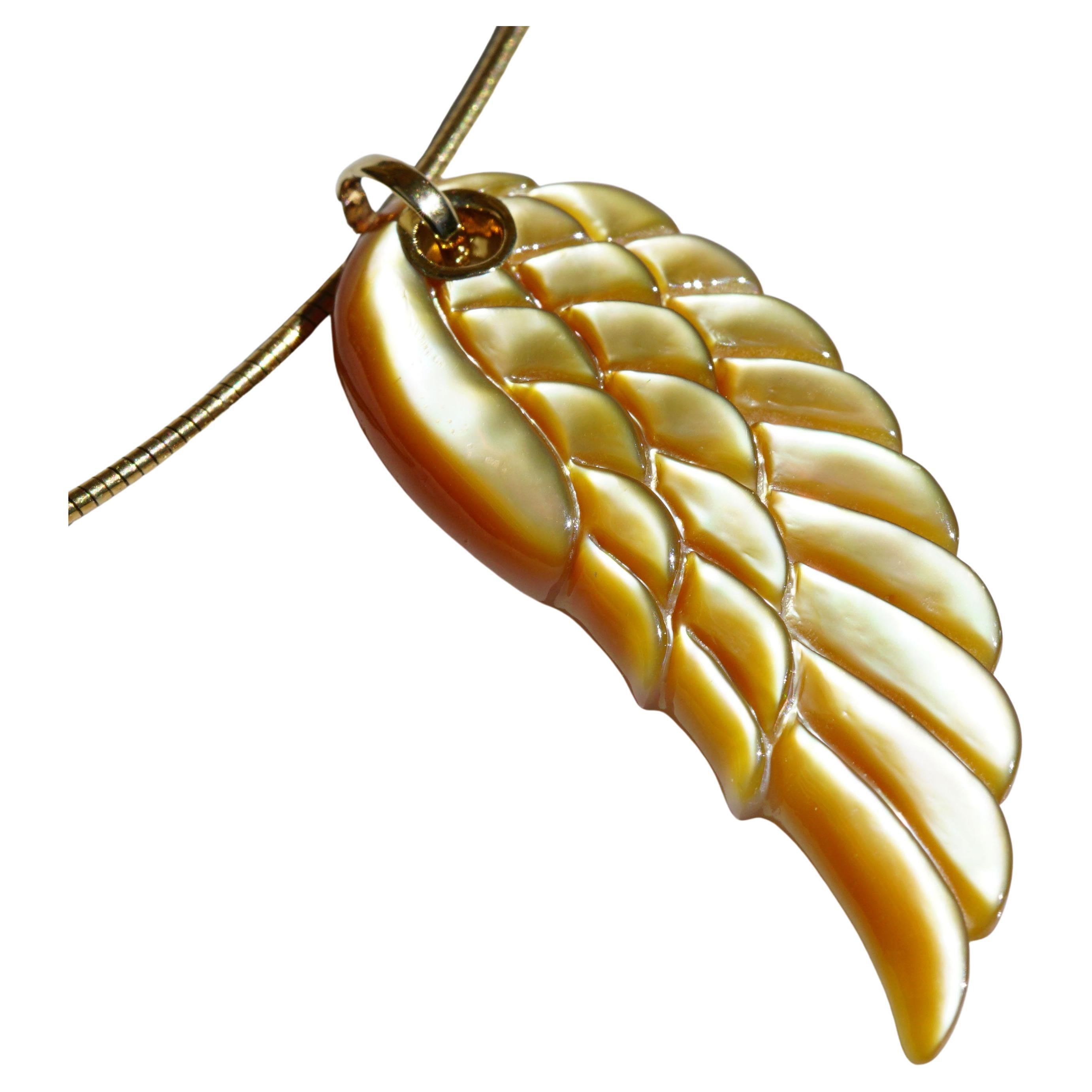 Pendant Wing Mother-of-pearl Gold Angel Wings a Perfect Gift Noble For Sale