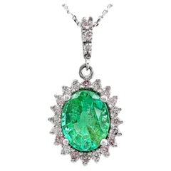 Pendant with 1.82ct emerald and pink diamonds