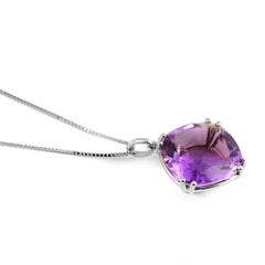 Amatista Púrpura Natural 18.36 cts en 14KWG Colgante c 18" cadena ajustable