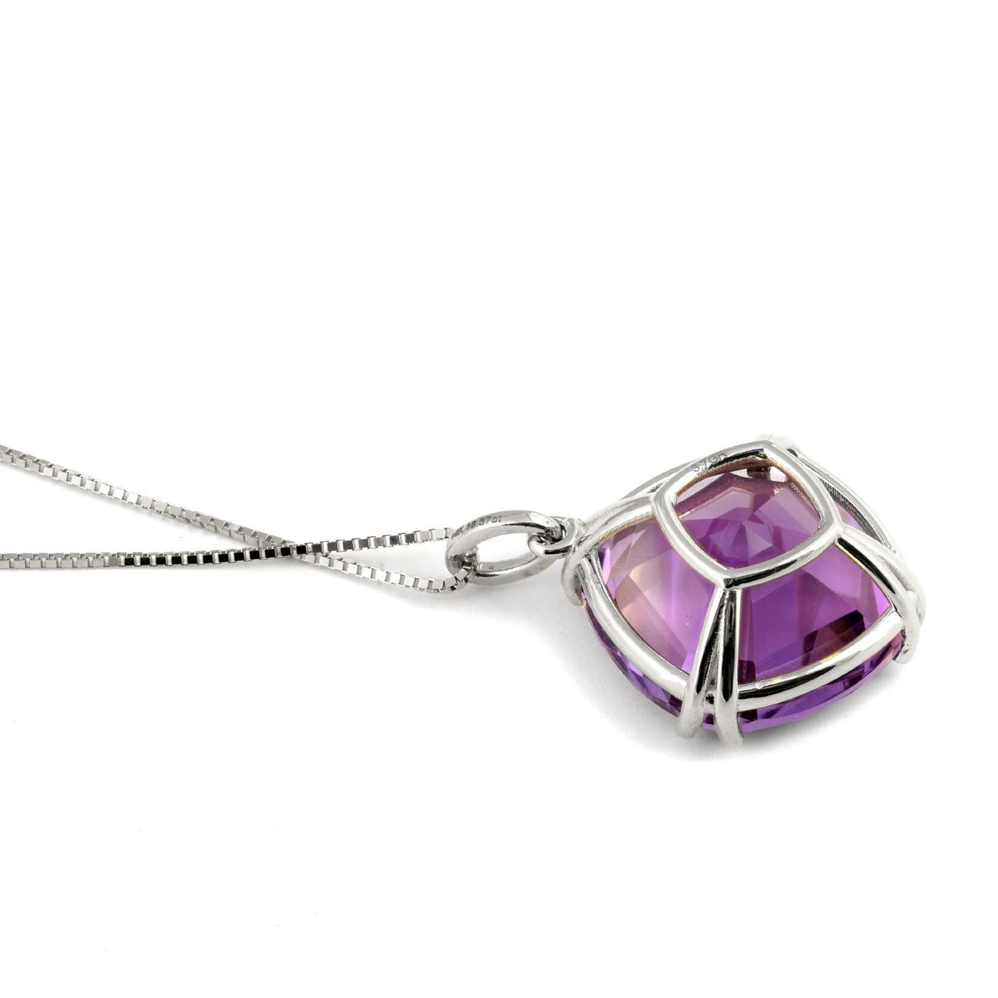 Taille mixte Améthyste violette naturelle 18.36 cts en 14KWG Pendentif avec chaîne réglable 18