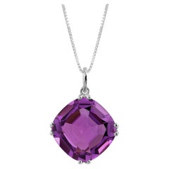 Pendant with 18.36 carats Amethyst set in 14K White Gold with 18" box chain