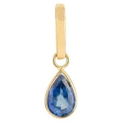 Pendant With a Certified Pear Cut Blue Sapphire & 14k Yellow Gold Everyday Wear