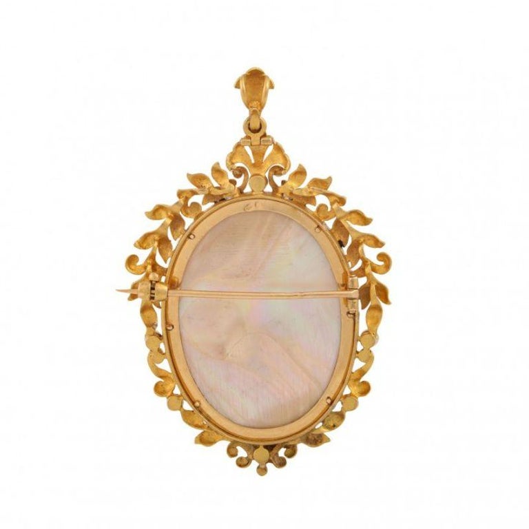•MOTHER OF PEARL CAMEO - HITCHED - 1• sterling silver pendant