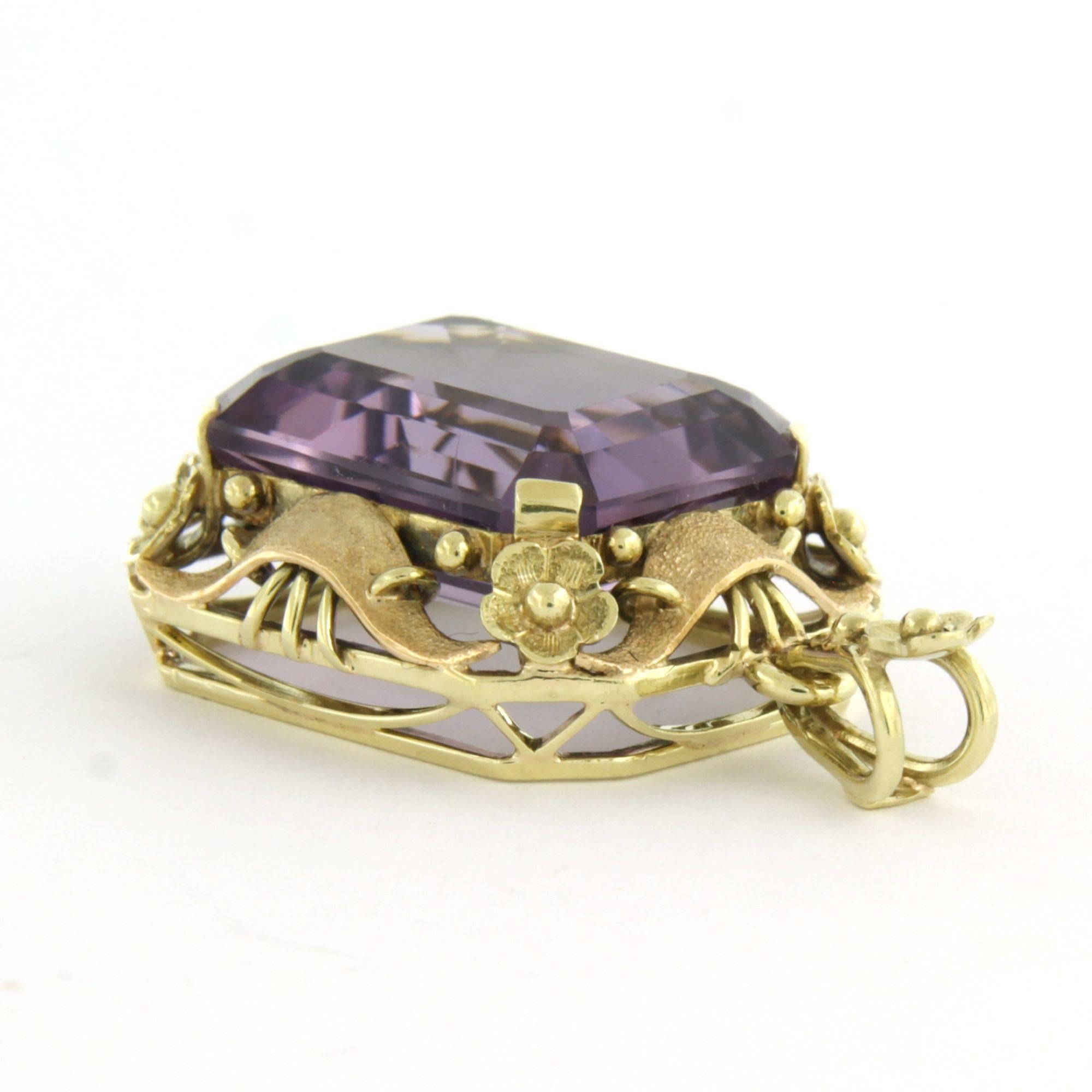 Modern Pendant with amethyst up to 15.00ct 14k gold 10.5 grams For Sale
