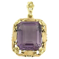 Vintage Pendant with amethyst up to 15.00ct 14k gold 10.5 grams