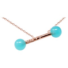 BLUE CHALCEDONY diamonds Rose Gold Pendant