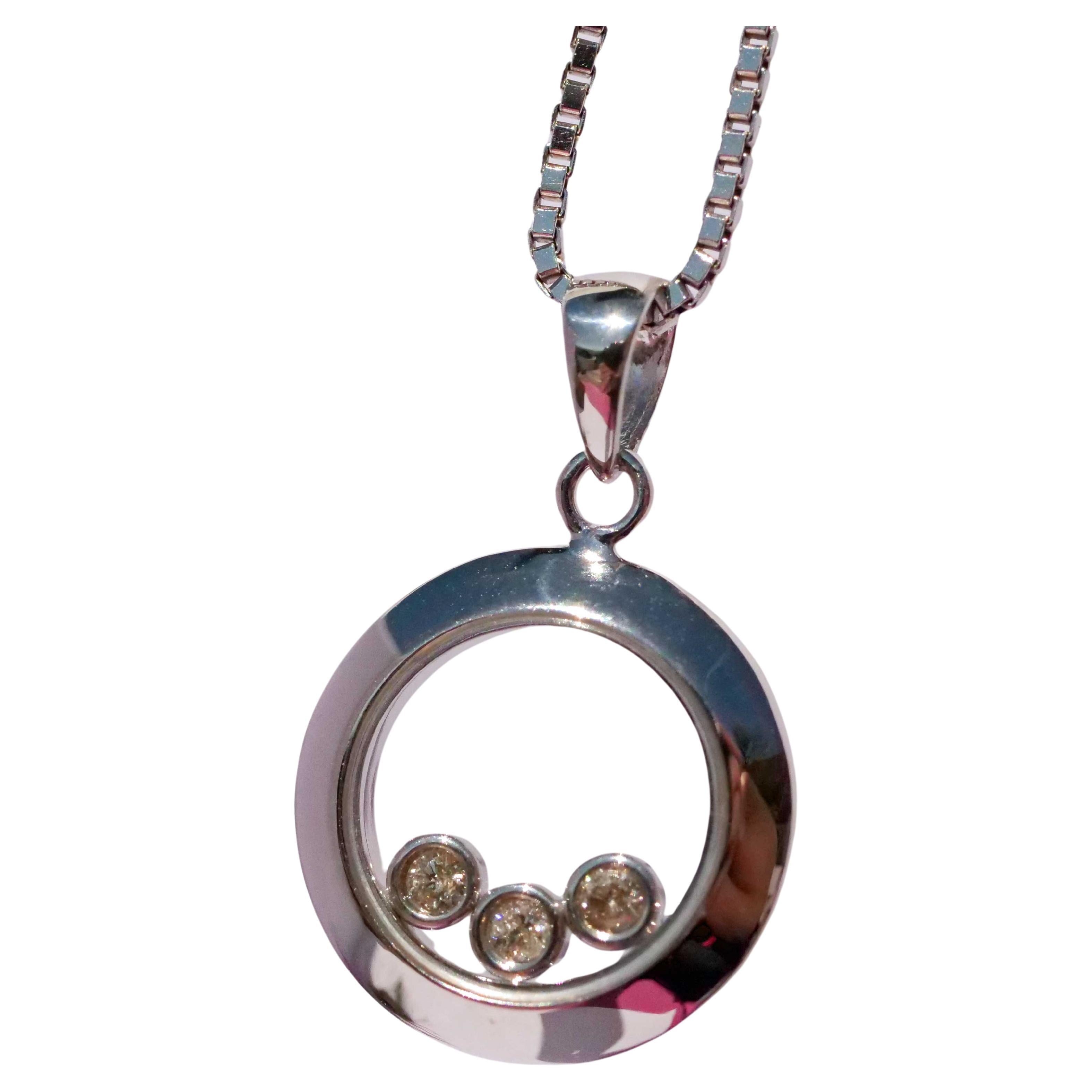 Pendant with Chain  movable full-cut Diamonds  Eye Catcher brand new Model 