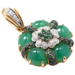 Pendant with Chrysophrase and Diamonds, 18 Karat Gold
