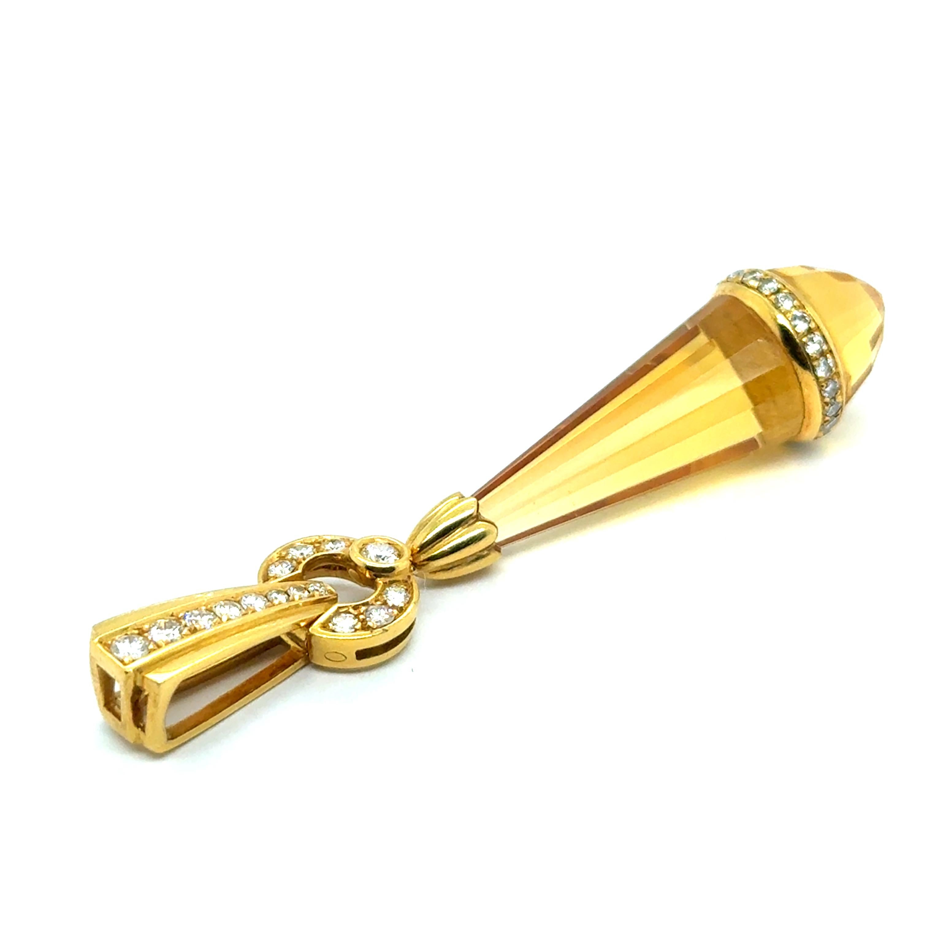 Pendentif avec citrines et diamants en or jaune 18 carats par Gübelin en vente 14