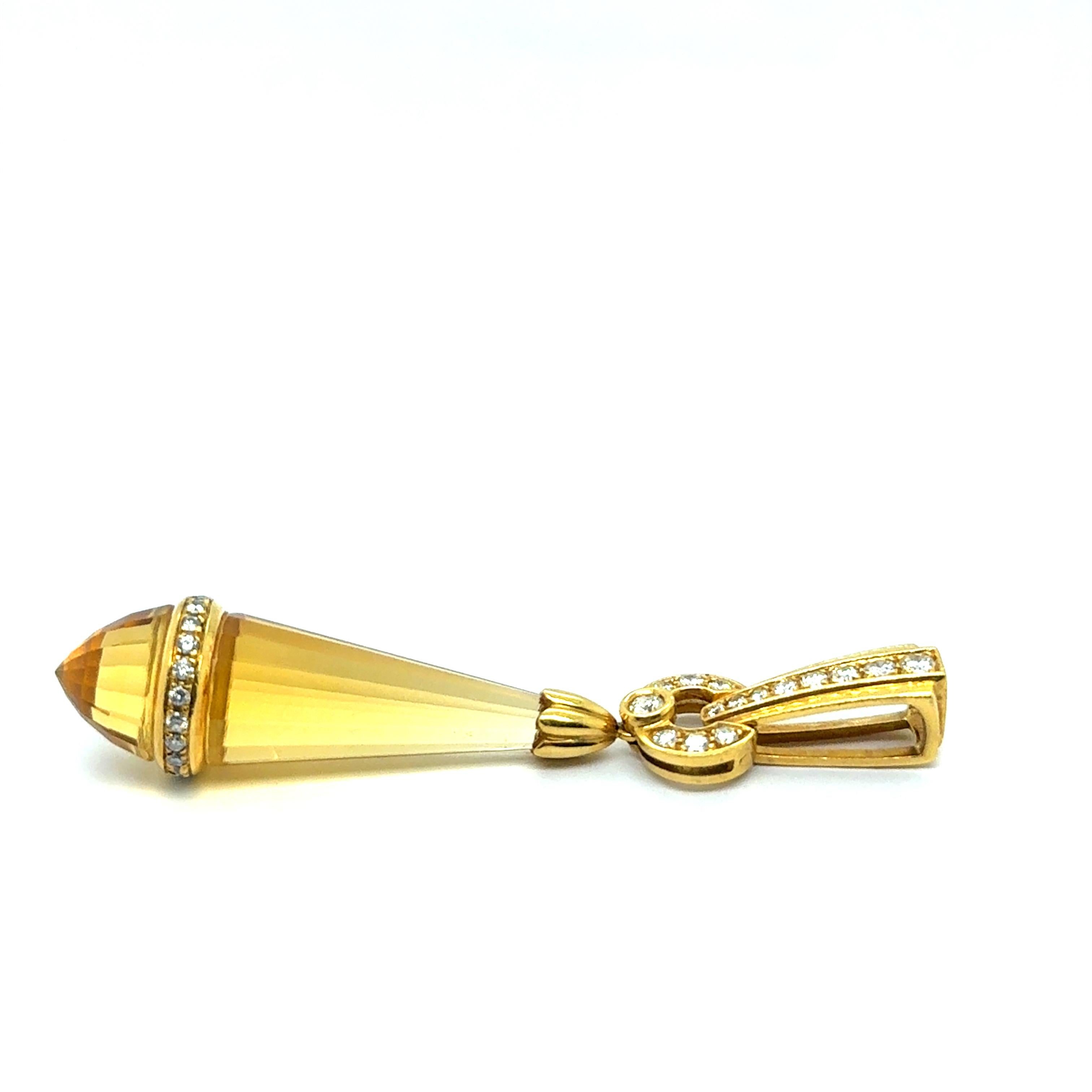 Moderne Pendentif avec citrines et diamants en or jaune 18 carats par Gübelin en vente