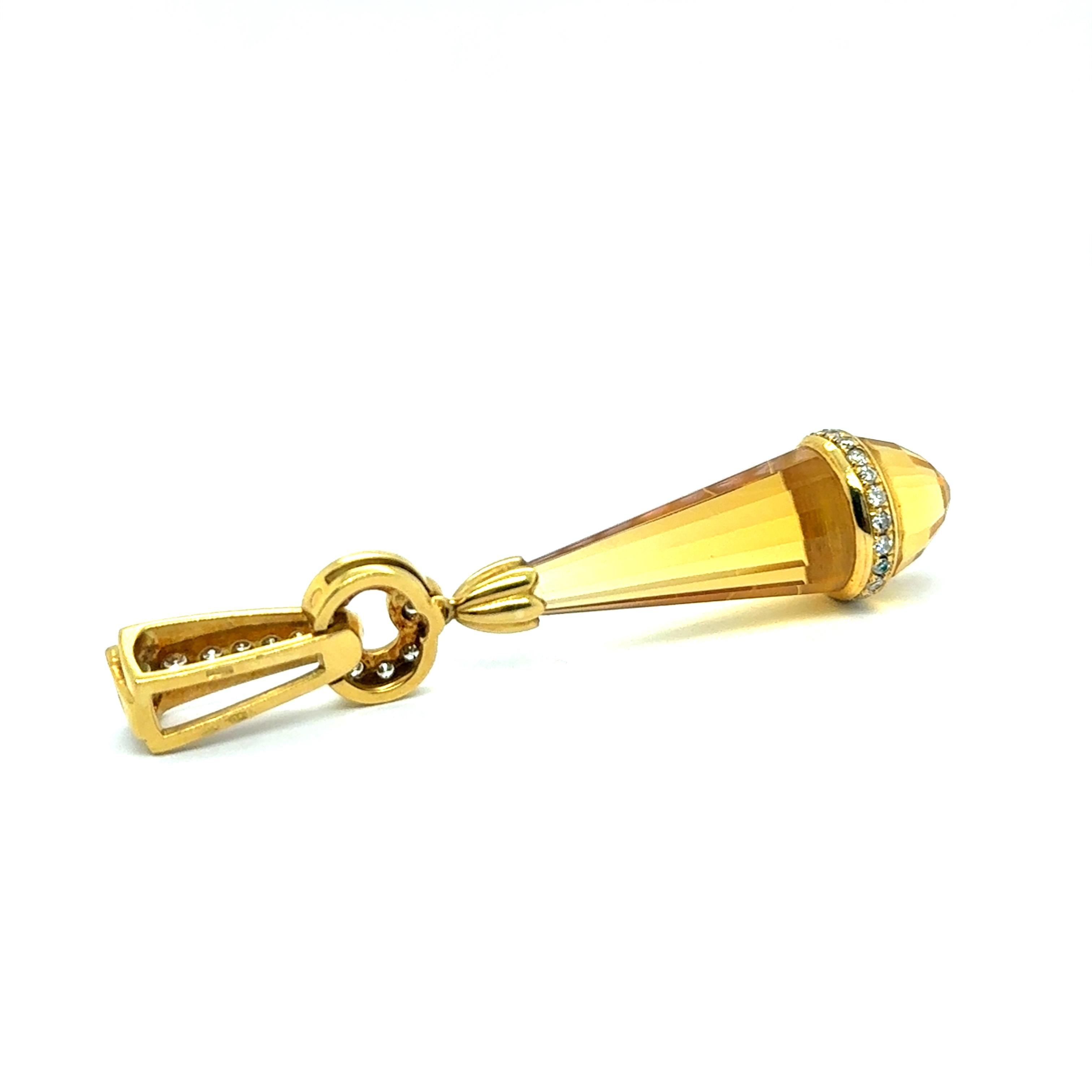 Pendentif avec citrines et diamants en or jaune 18 carats par Gübelin Unisexe en vente