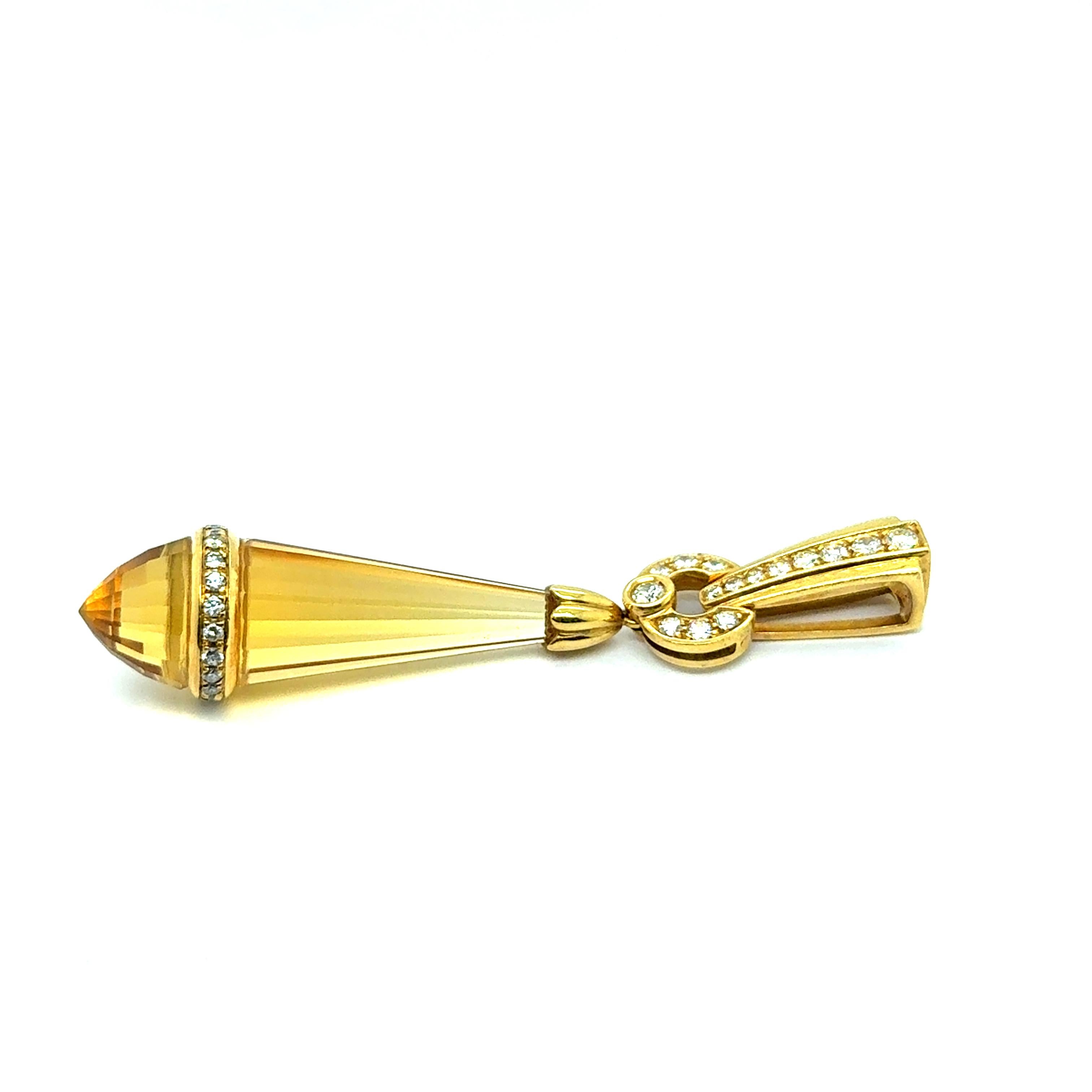 Pendentif avec citrines et diamants en or jaune 18 carats par Gübelin en vente 2