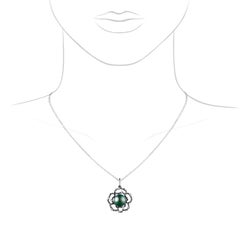 18 Karat White Gold Dark Tahitian Pearl and Diamonds Pendant