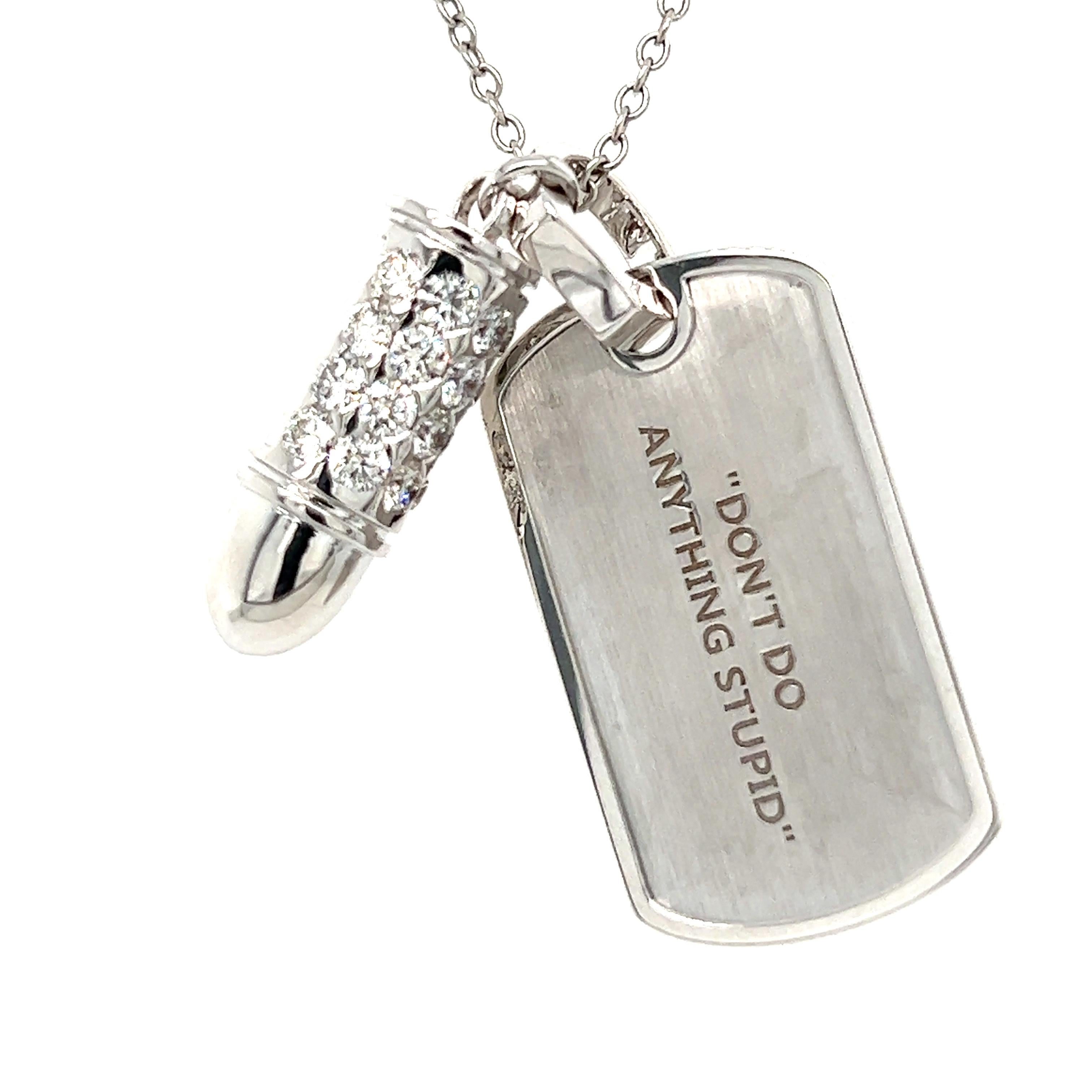 Pendant with Diamonds Bullet in 18K White Gold 
no chain included
16 Diamonds -  1.18 CT
18K White Gold - 10.78 GM 

one piece only
