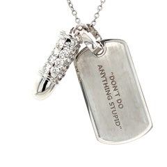 Pendant with Diamonds Bullet in 18K White Gold