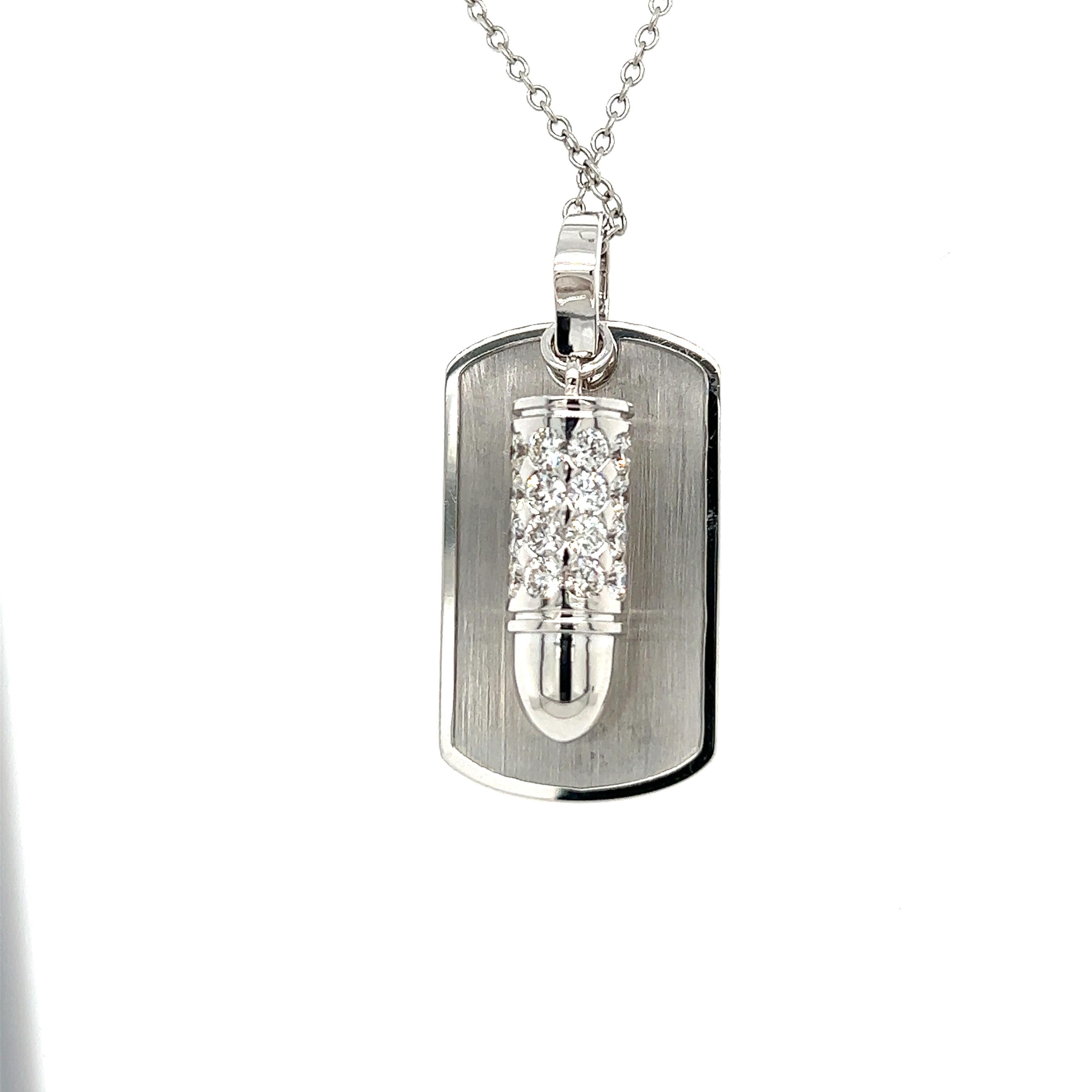 Modern Pendant with Diamonds Bullet in 18K White Gold For Sale