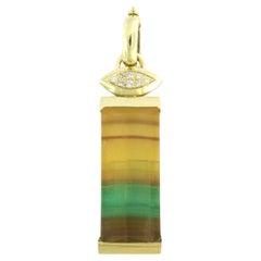 Pendant with fluorite and brilliant cut diamonds up to 0.12ct 14k gold 14.1 gram
