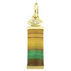 Pendentif avec fluorine et diamants taille brillant jusqu'à 0,12 ct Or jaune 14k