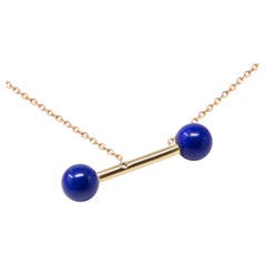 LAPIS LAZULI  Pendentif en or jaune avec diamant