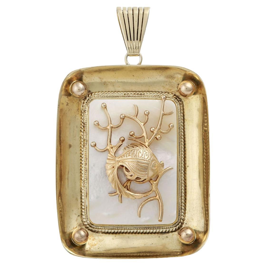 Pendant with Mother-of-pearl Plate For Sale