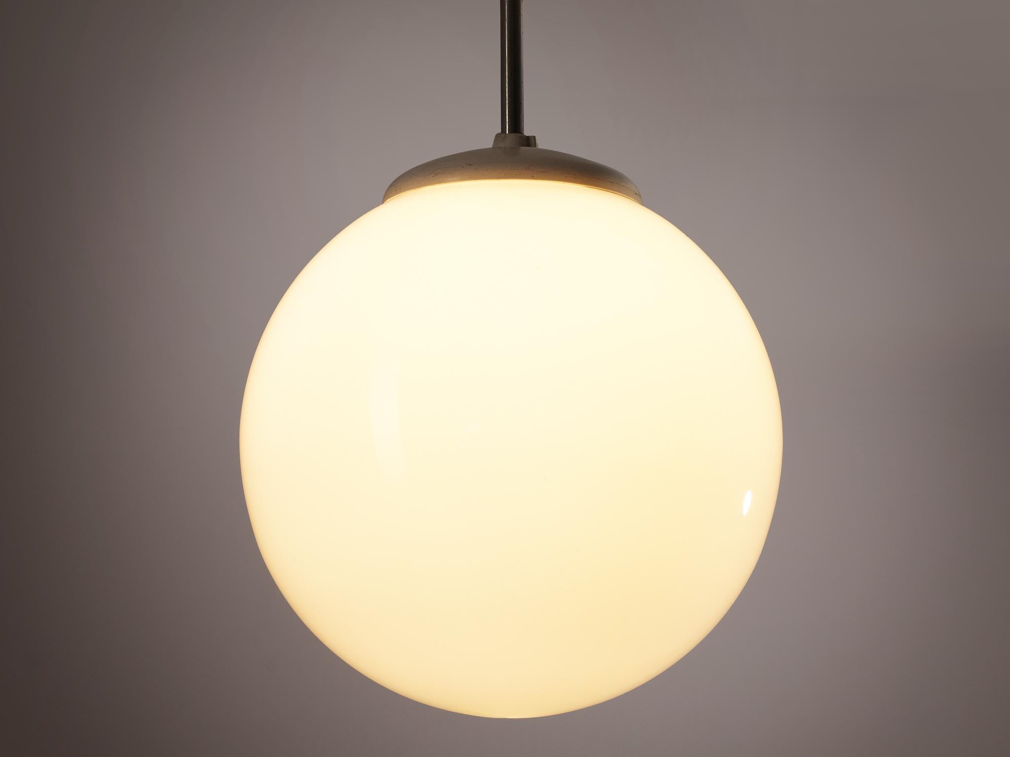 Mid-Century Modern Pendant with Opaline Glass Sphere  For Sale