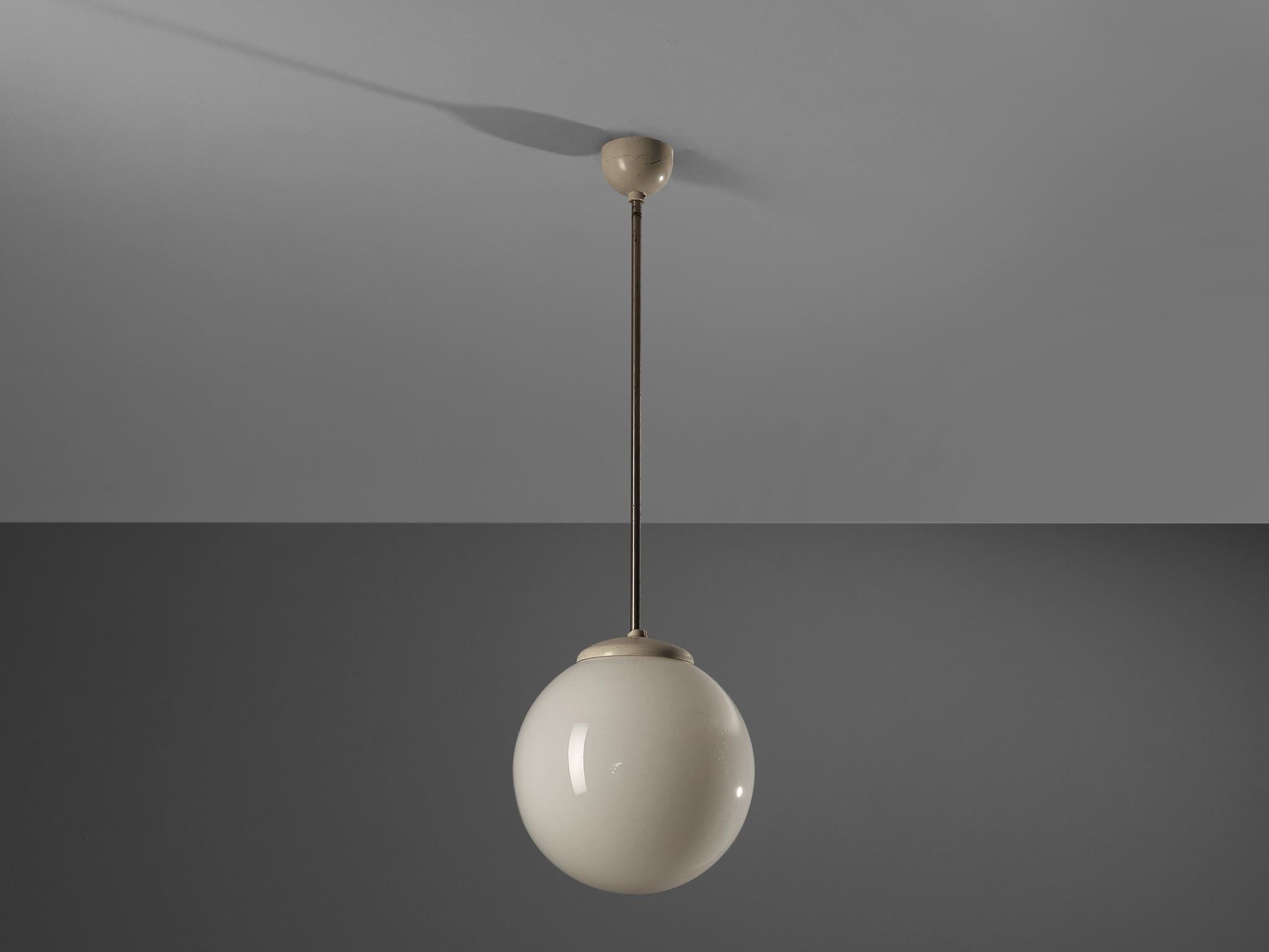 Mid-20th Century Pendant with Opaline Glass Sphere  For Sale