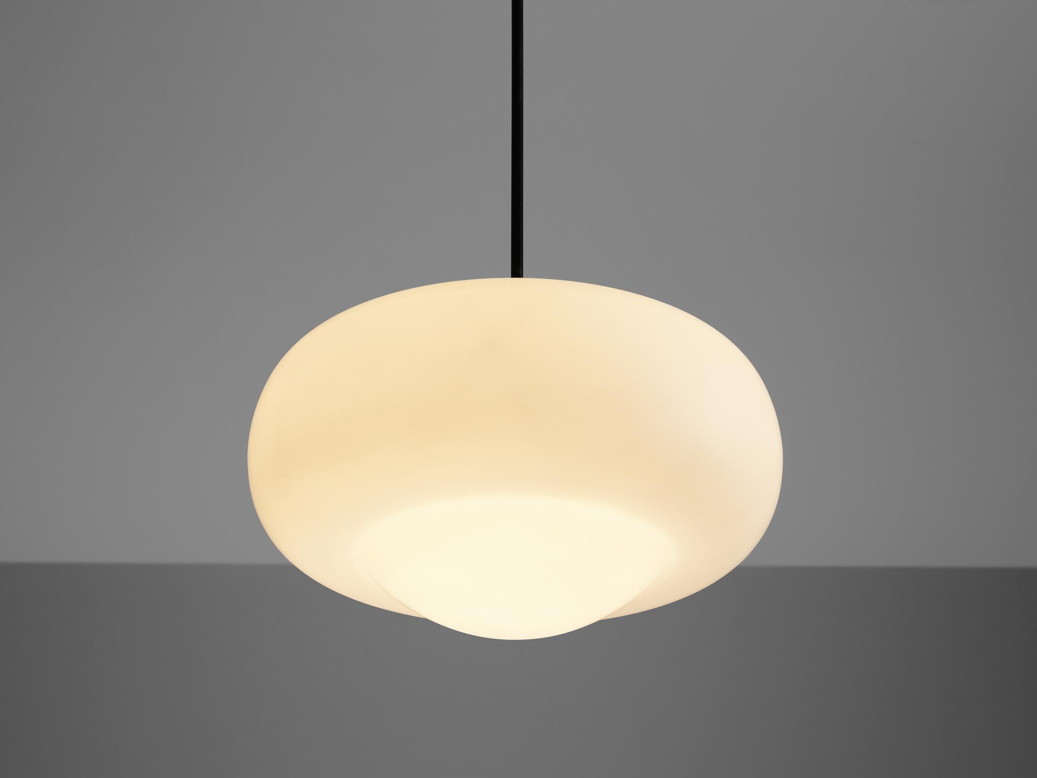 European Pendant with Oval Opaline Glass Orb