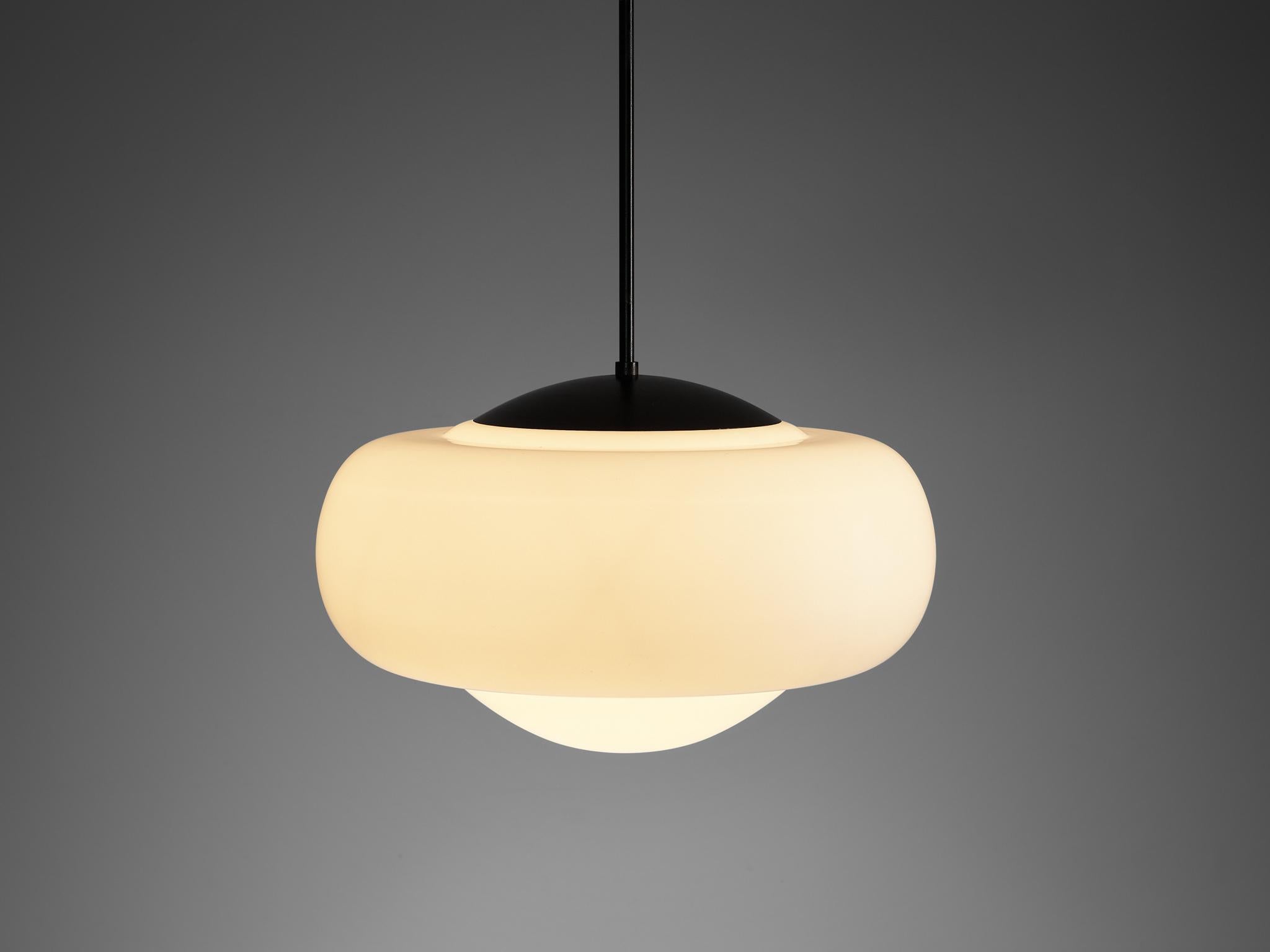 Pendant with Oval Opaline Glass Orb In Good Condition In Waalwijk, NL