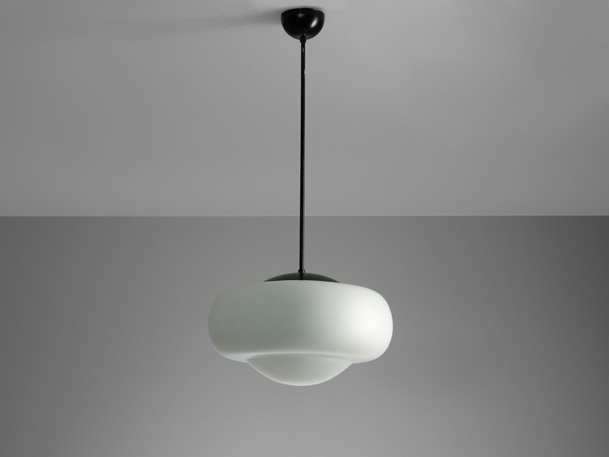 Mid-20th Century Pendant with Oval Opaline Glass Orb