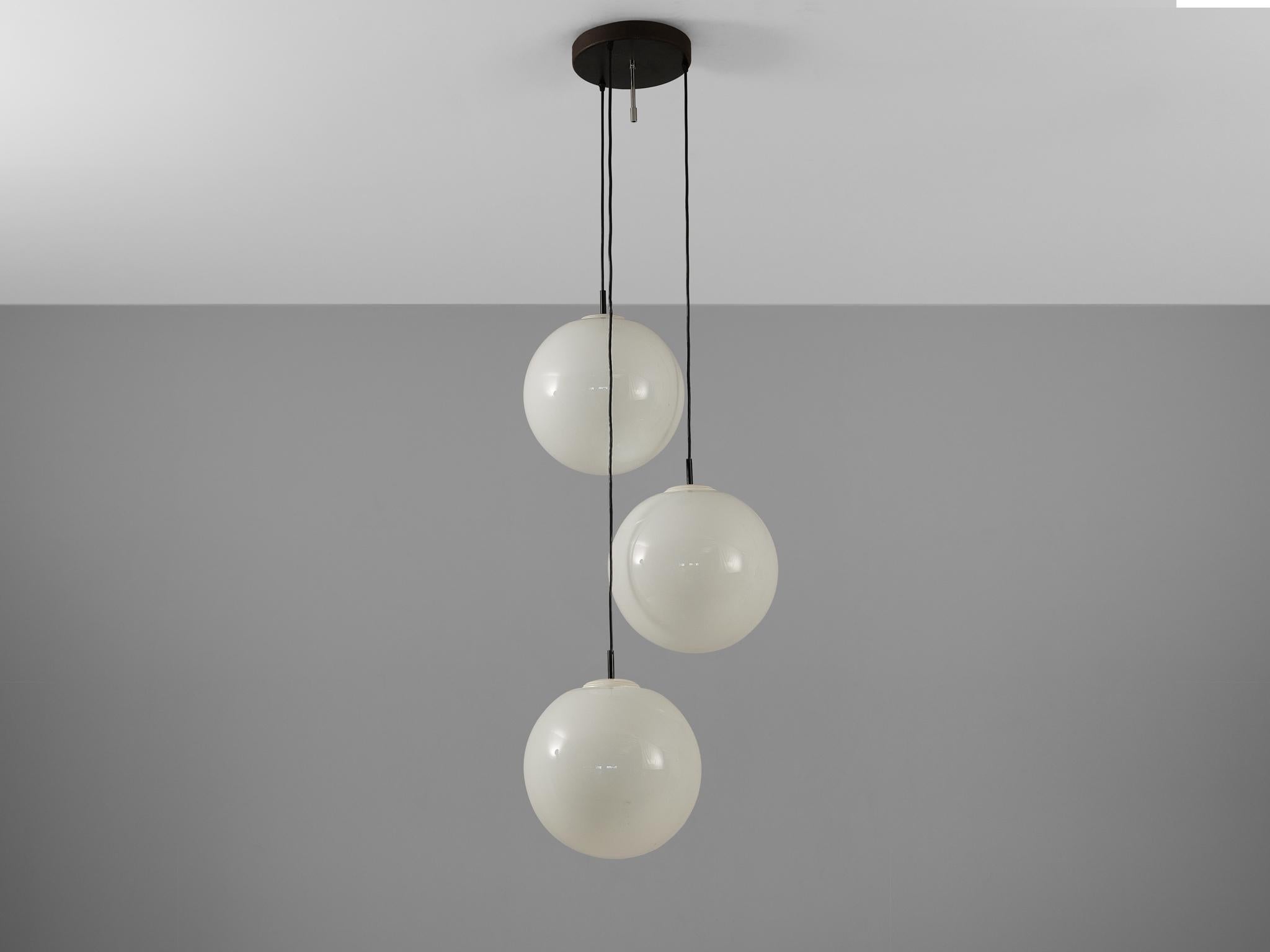 Metal Pendant with Three Round Spheres in Glass