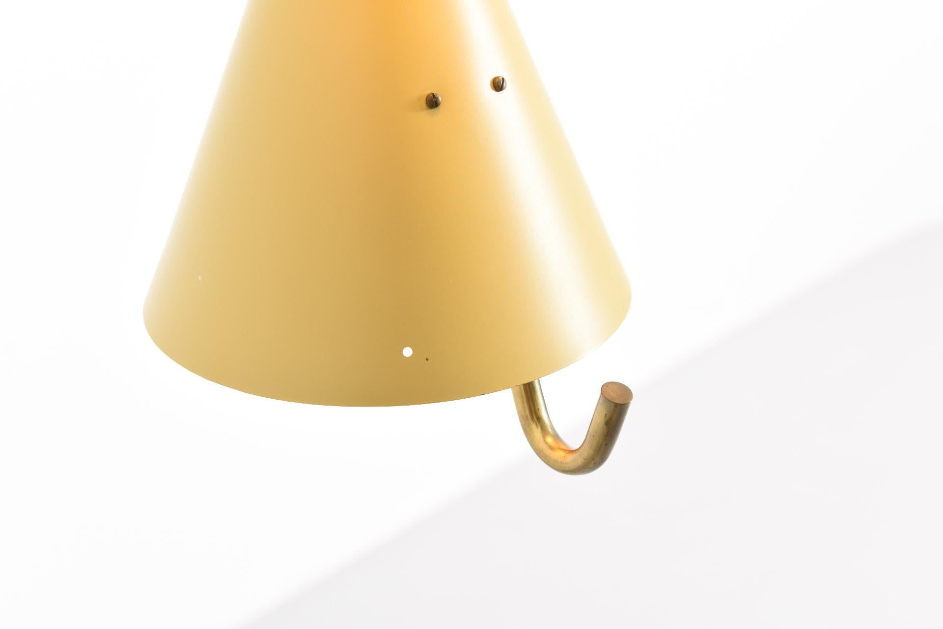 Scandinavian Modern Pendant with Two Lampshades and Brass Suspension by Lyfa, 1950s