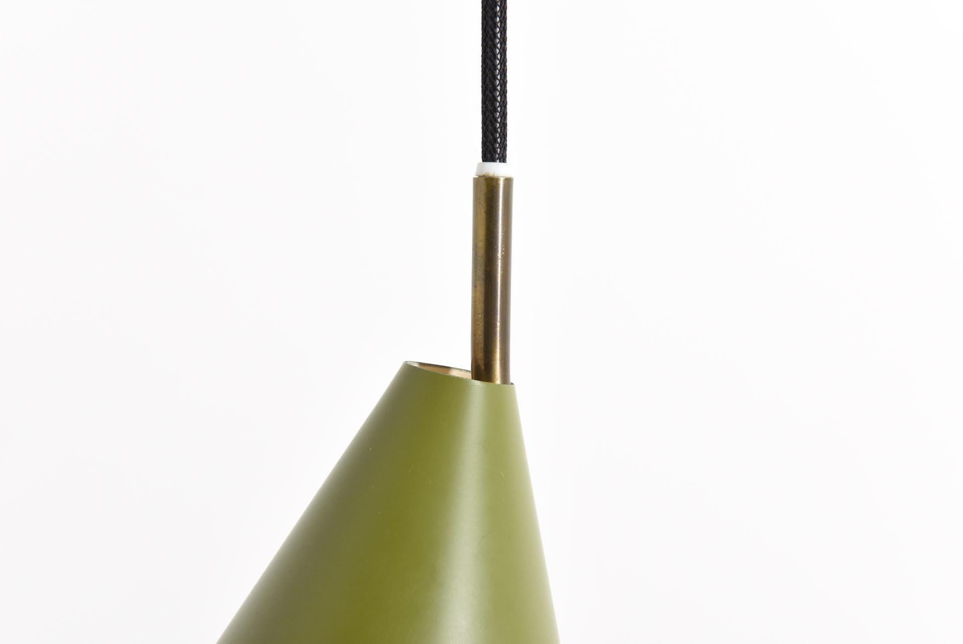 Mid-20th Century Pendant with Two Lampshades and Brass Suspension by Lyfa, 1950s
