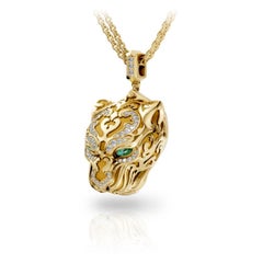 Collana di lusso in filigrana con smeraldi e diamanti in oro giallo 18 carati
