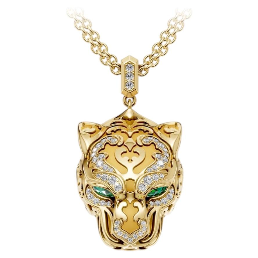 Pre-owned Carrera Y Carrera Luxury Filigree Necklace With Emeralds And Diamonds In 18k Yellow Gold