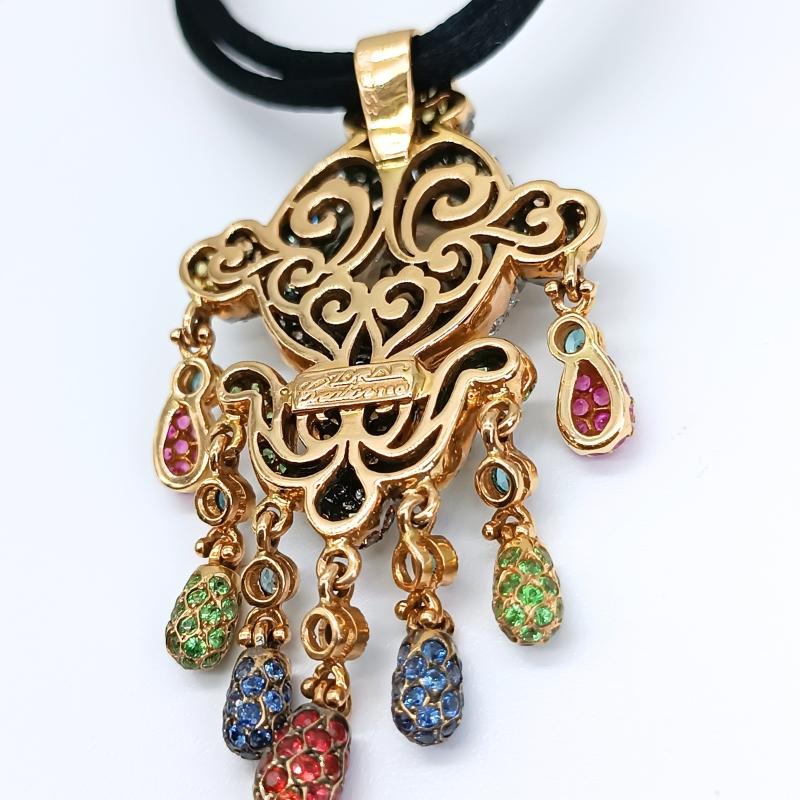 Pendant Zorab Smoky Quartz and color stones In New Condition For Sale In BILBAO, ES