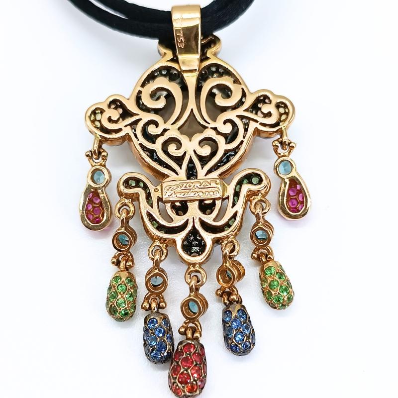 Pendant Zorab Smoky Quartz and color stones For Sale 2
