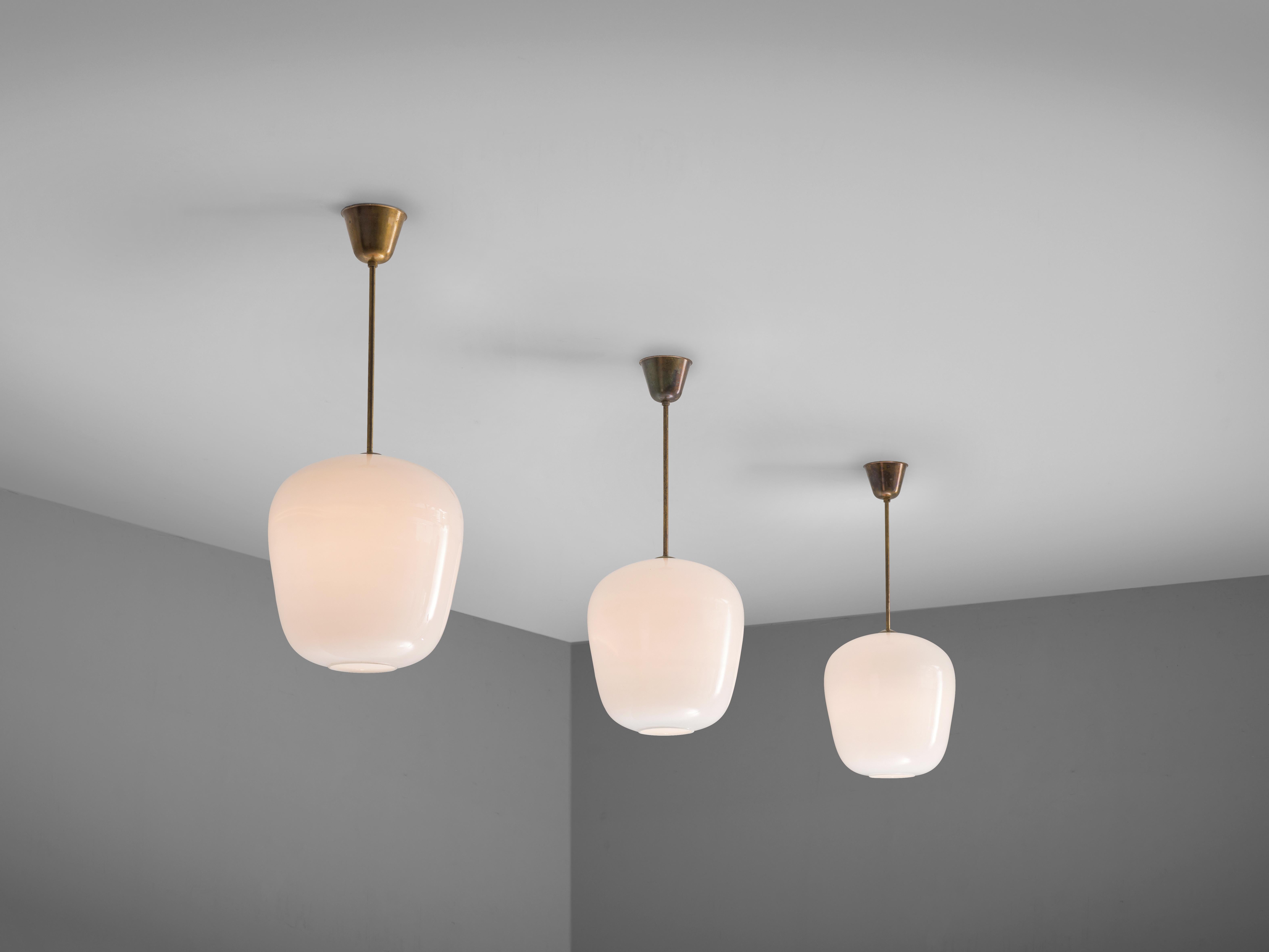 European Pendants in Brass and Opaline Glass