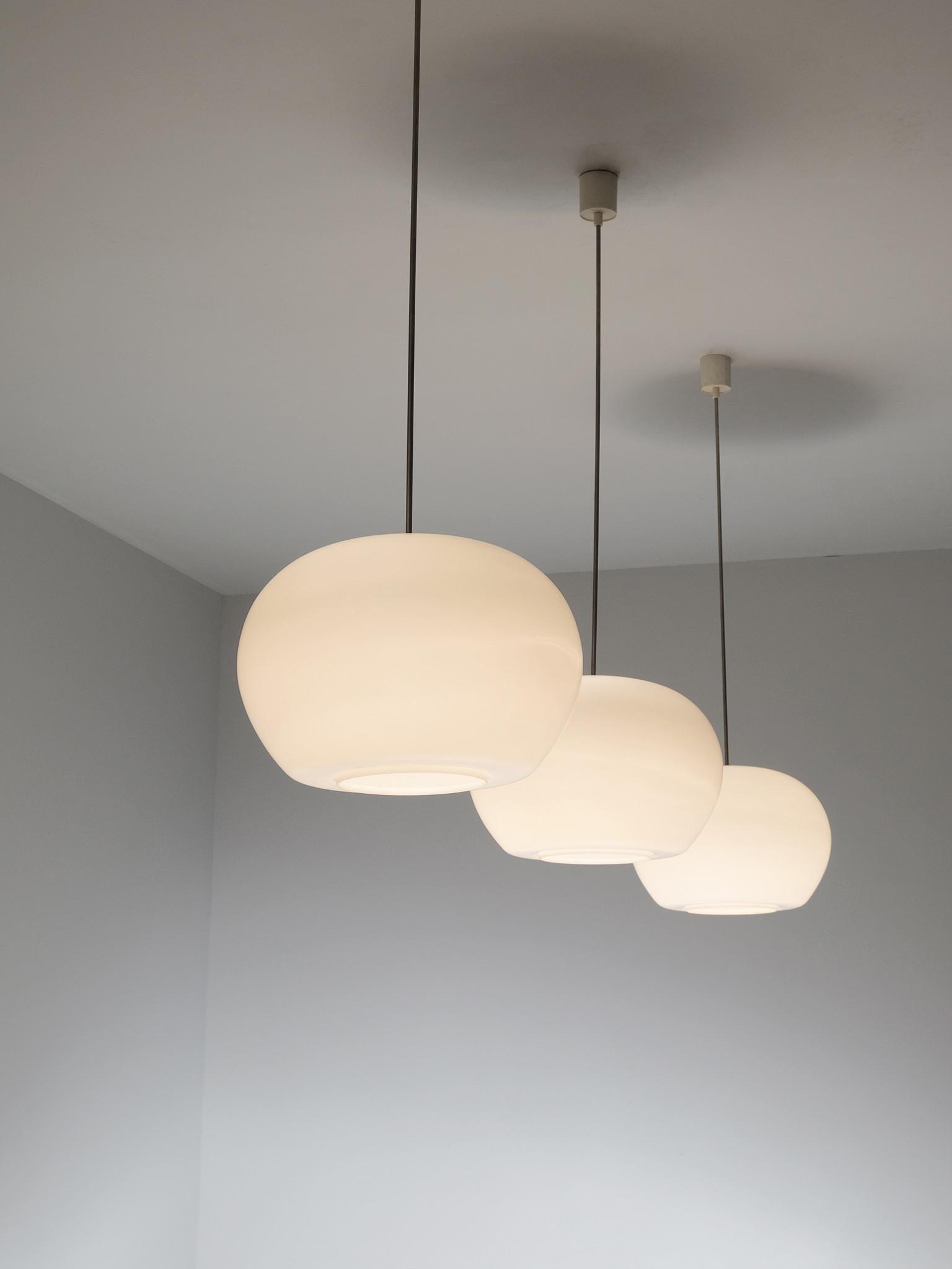 European Pendants in Opaline Glass and Metal  For Sale