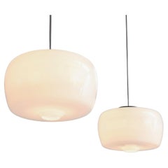 Pendants in Opaline Glass and Metal