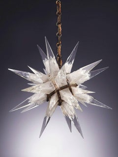 Pendant Set of Two in Casted Frosted Clear Glass