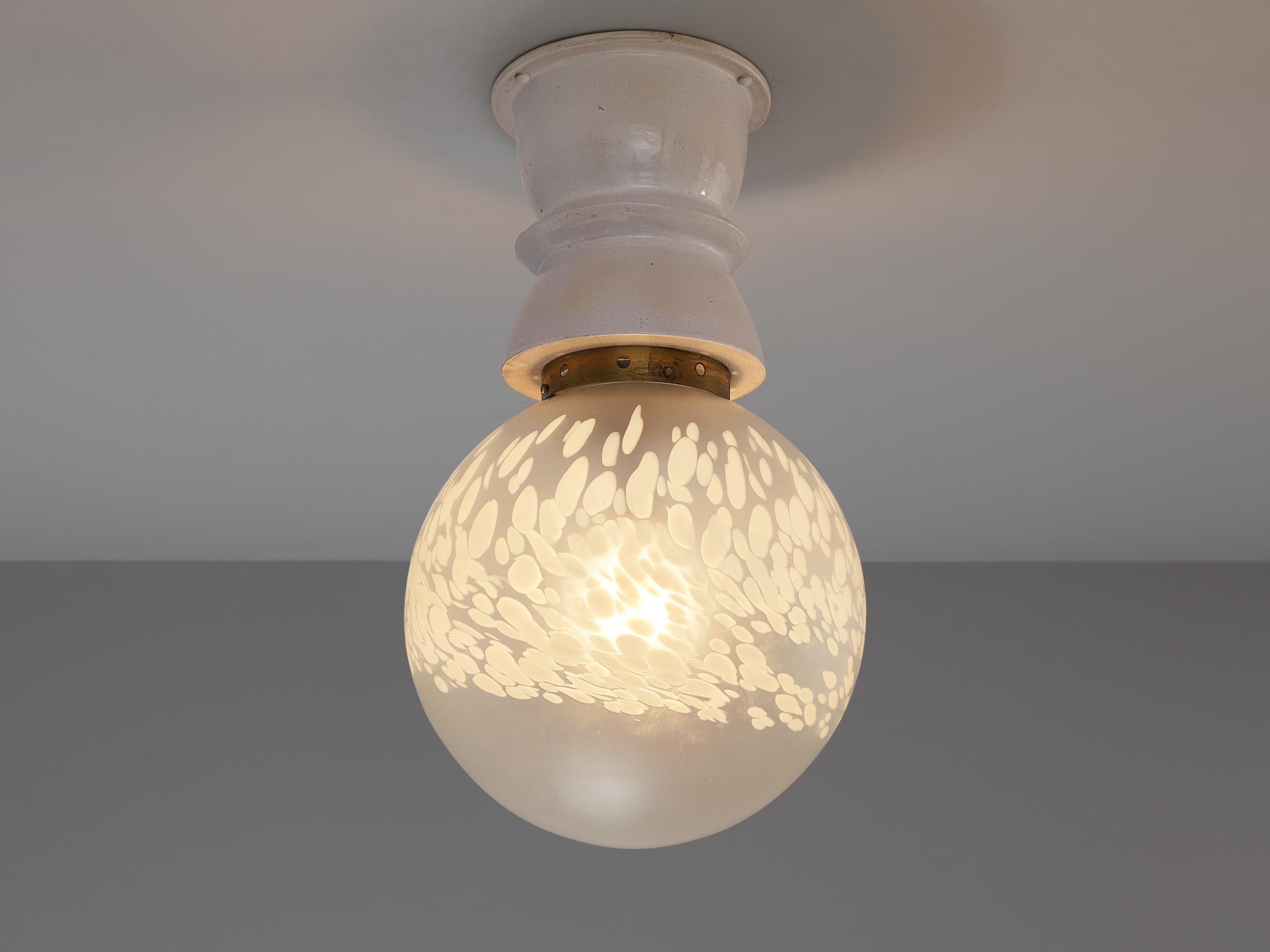 Mid-Century Modern Pendants with Decorated Glass Orb